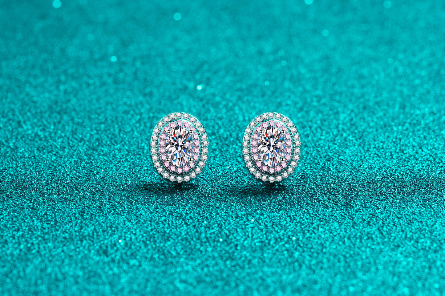 أقراط من حجر الموزانيت على شكل بيضة مطلية بالذهب الوردي