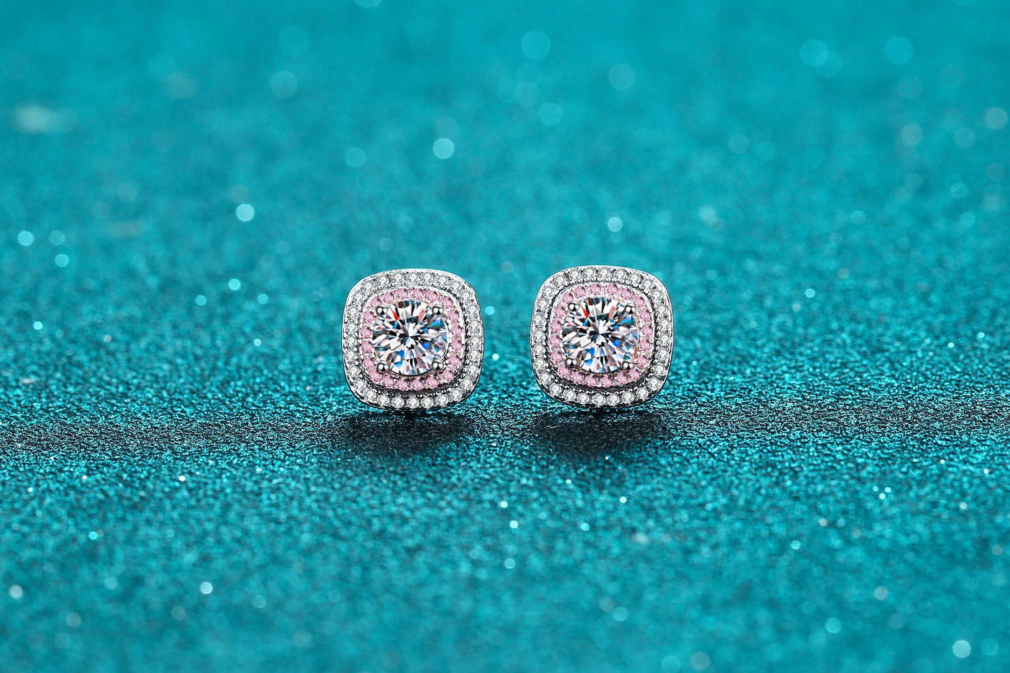 أقراط مرصعة بمربعات صغيرة مرصعة بالمواسانيت