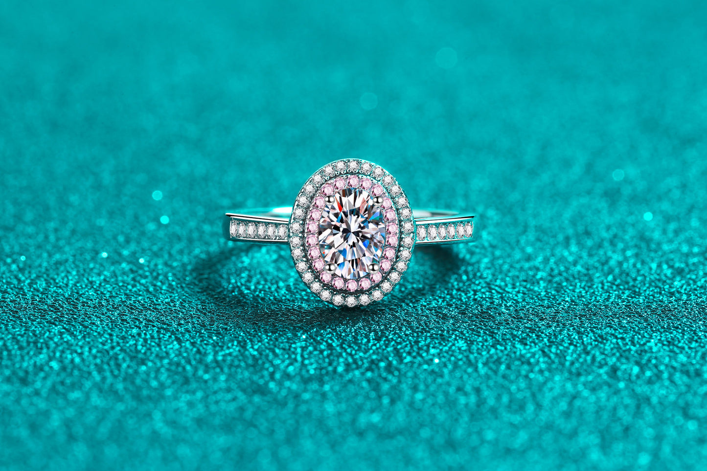 خاتم مويسانيت مطلي بالذهب الوردي على شكل بيضة حمامة