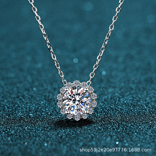 قلادة نسائية من حجر الموزانيت على شكل حقيبة دائرية على شكل نجمة وقمر وسلسلة ترقوة