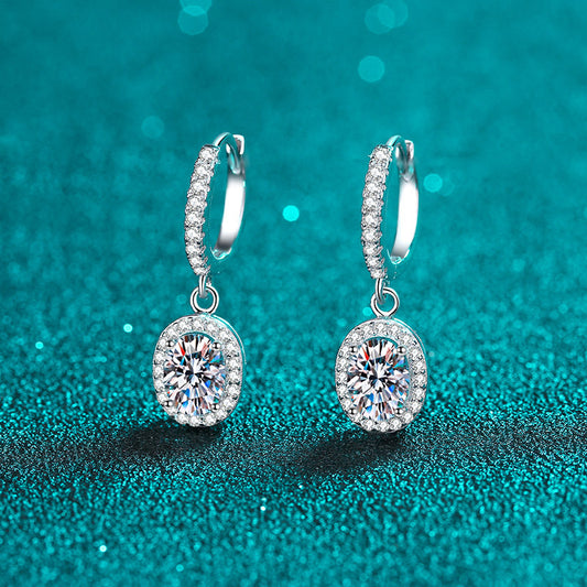 أقراط نسائية من حجر الموزانيت على شكل حقيبة بيضاوية