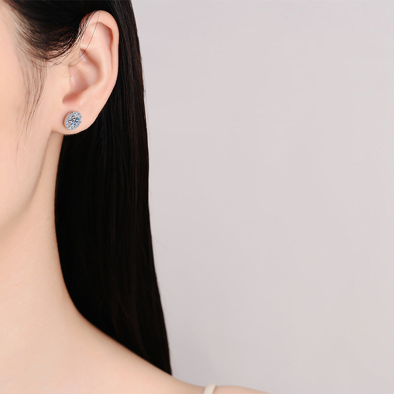 أقراط بيضاوية من حجر الموزانيت أقراط أنيقة وبسيطة