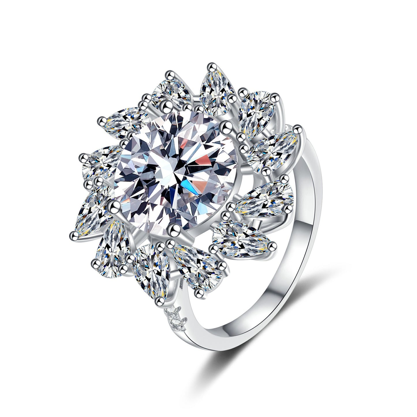 Moissanite Ring Women's Pear-shaped Diamond Edging Ring