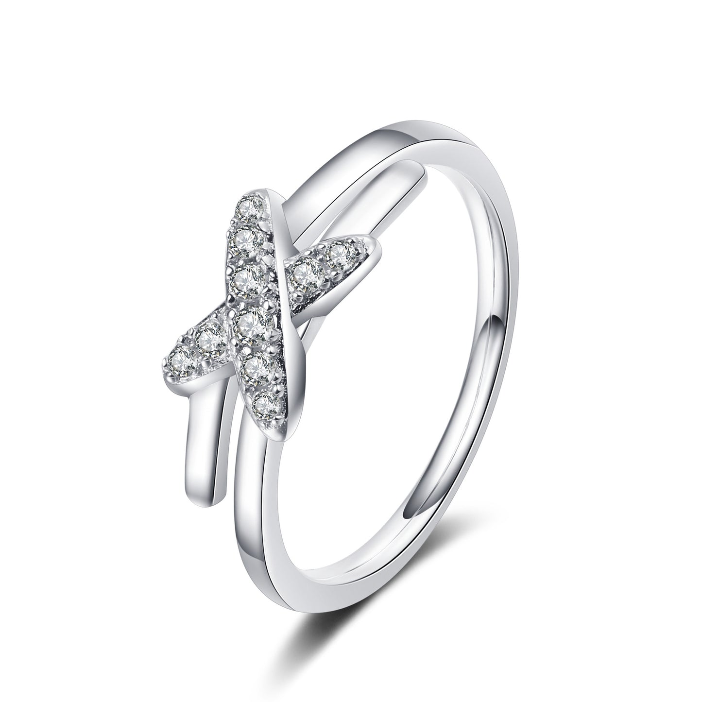Ring Women's Moissanite Cross Row Ring