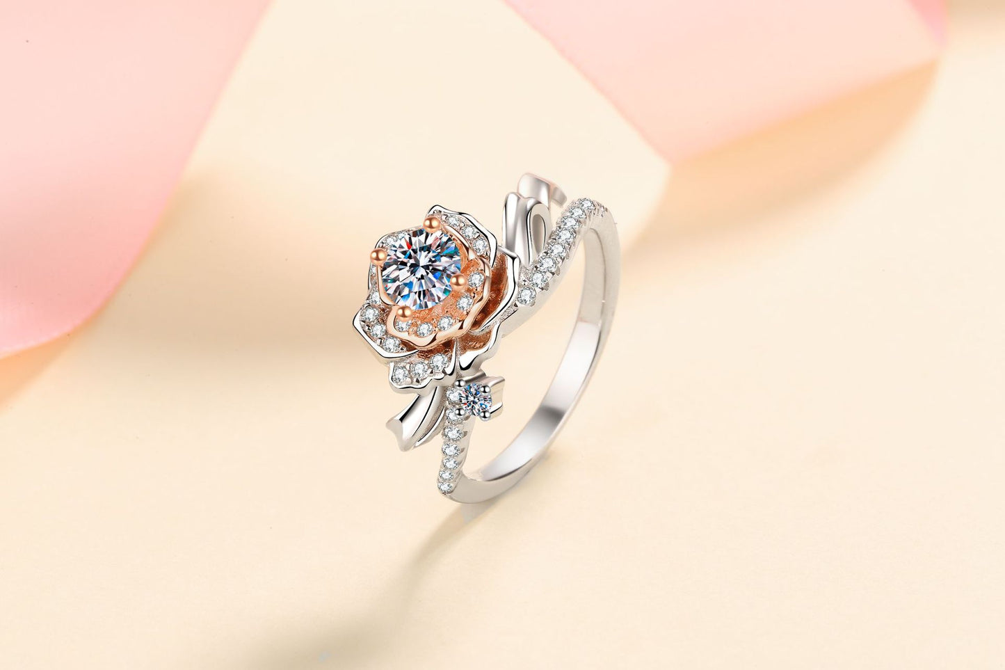 A Rose S925 Silver Ring Moissanite Valentine's Day Gift
