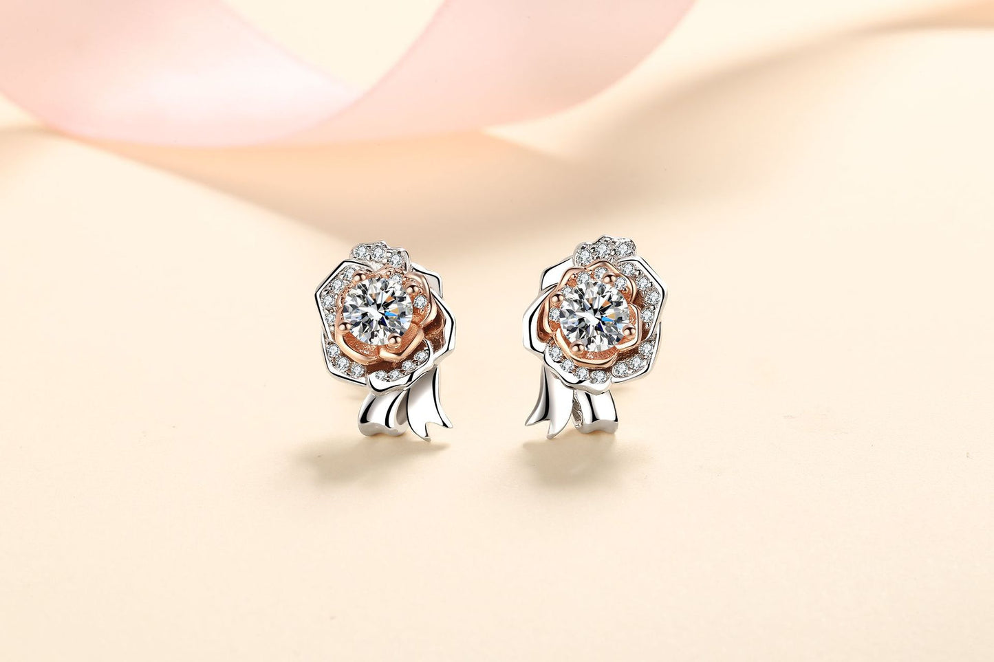 A Rose Earring S925 Silver Cold Wind Moissanite Ear Jewelry