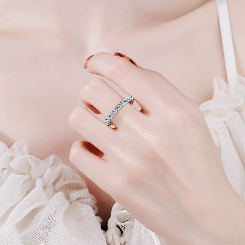 925 Sterling Silver Bracelet Women's Pt950 Gold Row Ring Full Ring Moissanite Ring