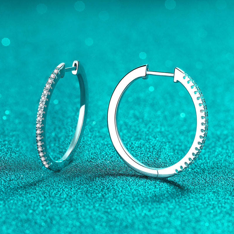 Big Ear Ring Moissanite Earrings Female Gold Plated Pt950