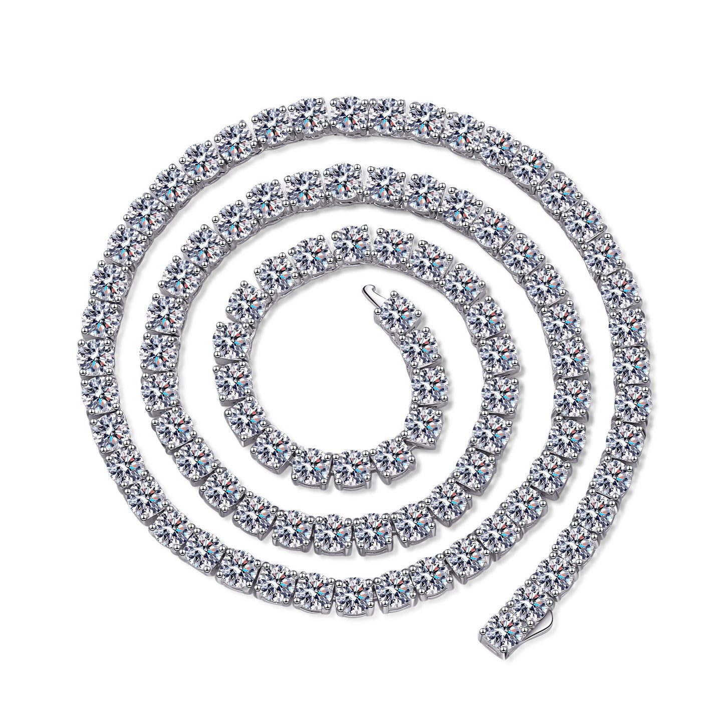 قلادة نسائية كاملة الحلقات من حجر الموزانيت مطلية بالذهب عيار 950 وسلسلة الترقوة