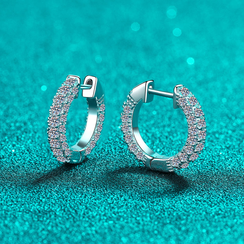 أقراط أذن صغيرة من الموزانيت مطلية بالذهب PT950 للنساء