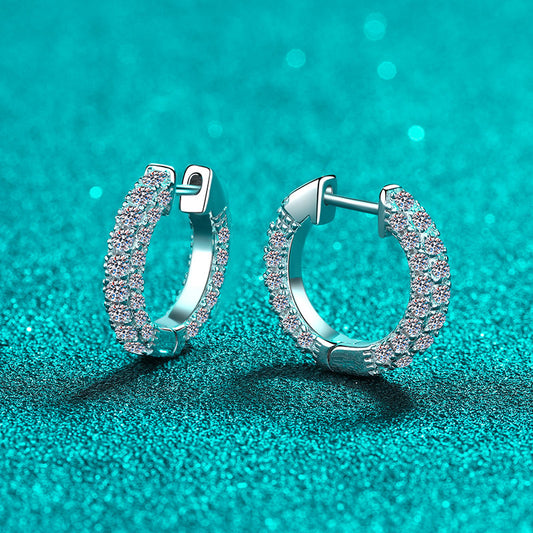 أقراط أذن صغيرة من الموزانيت مطلية بالذهب PT950 للنساء