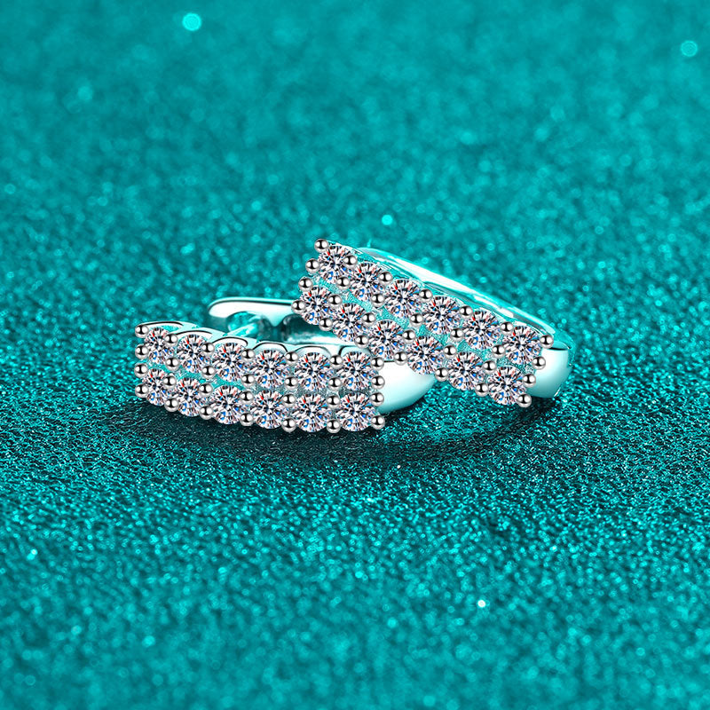 أقراط مويسانيتي مرصعة بماس راي مزدوج بسيط