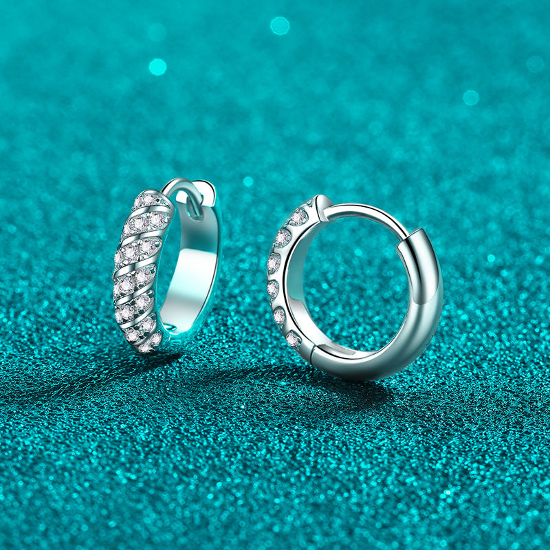 925 Sterling Silver Plated PT950 Gold Earrings Moissanite Fashion Simple