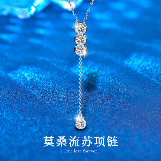 Simple And High-end Sense Mosan Diamond Pendant Clavicle Chain