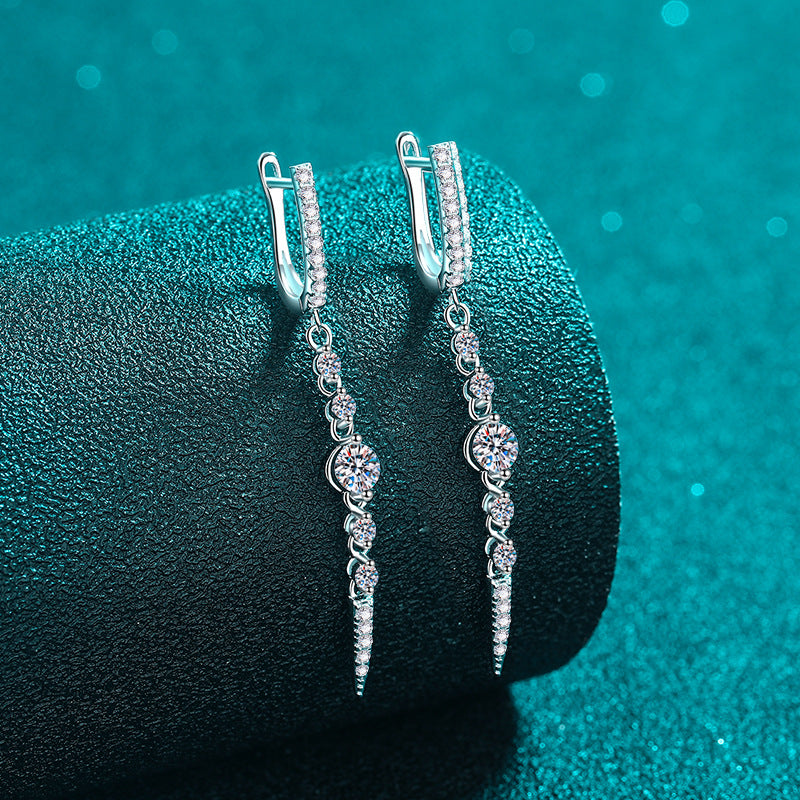 Moissanite Earrings Women's Long Full Diamond Water Drops Personalized Fashion Sweet Cool Style Earrings