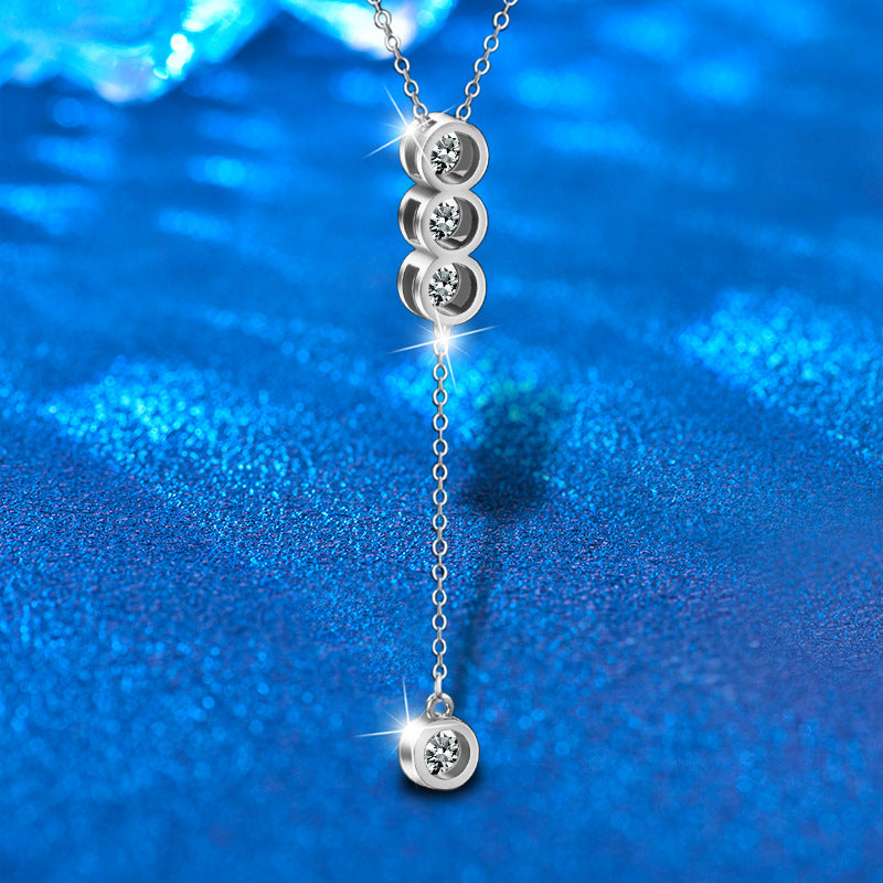 Simple And High-end Sense Mosan Diamond Pendant Clavicle Chain