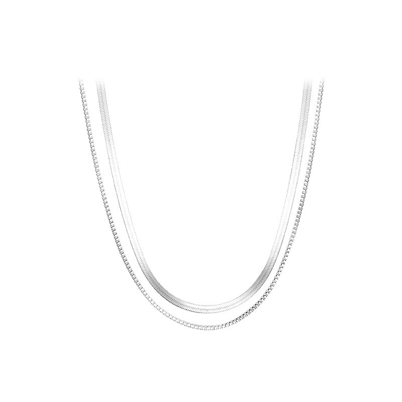 925 Silver Double Layer Necklace Female Clavicle Chain