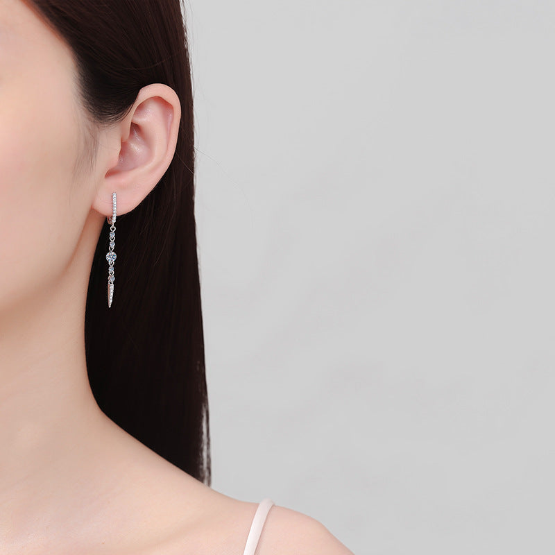 Moissanite Earrings Women's Long Full Diamond Water Drops Personalized Fashion Sweet Cool Style Earrings