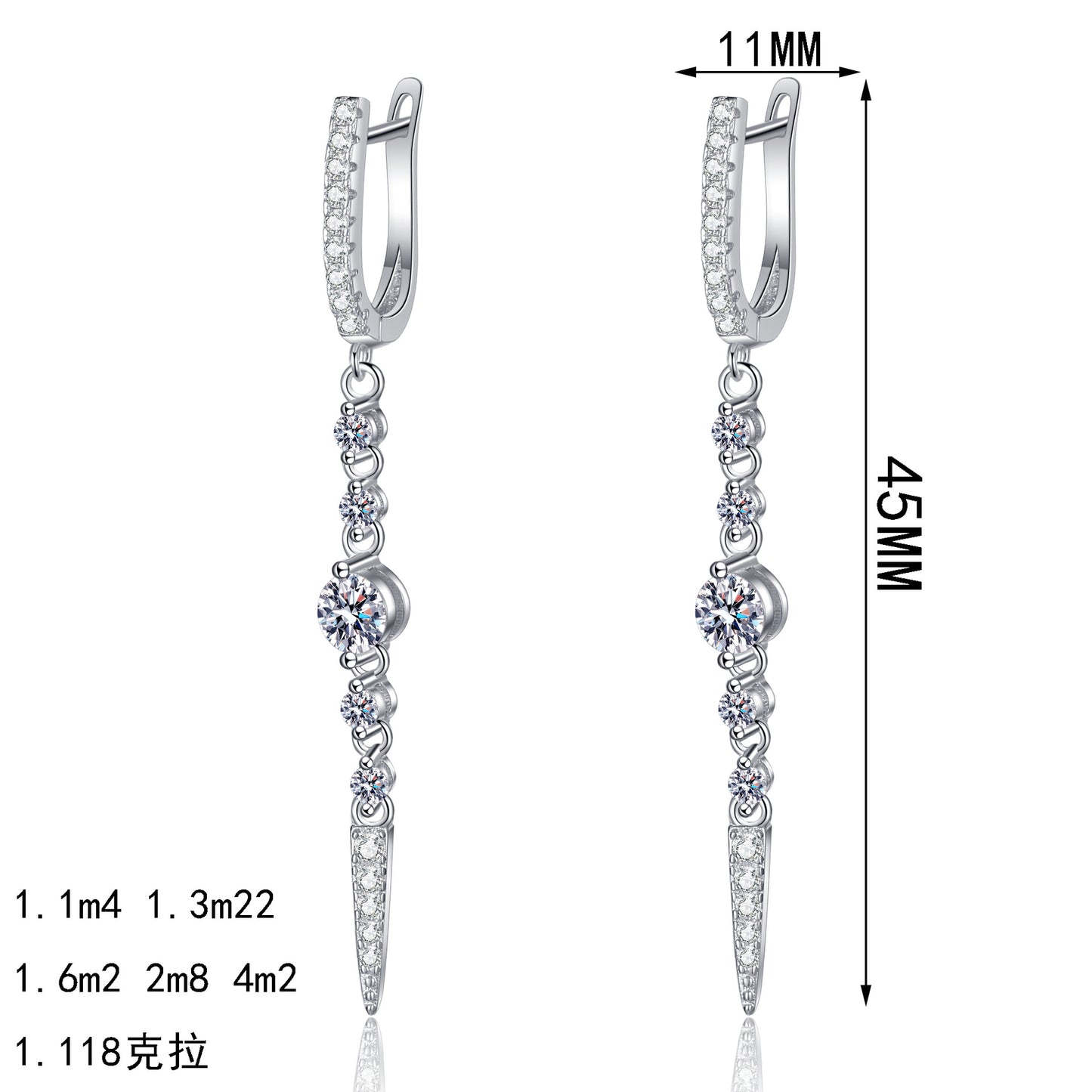 Moissanite Earrings Women's Long Full Diamond Water Drops Personalized Fashion Sweet Cool Style Earrings