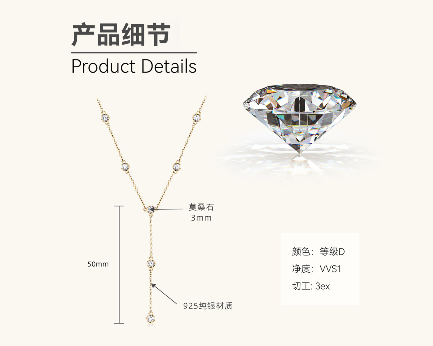 New Fashion High Sense Moissanite Necklace