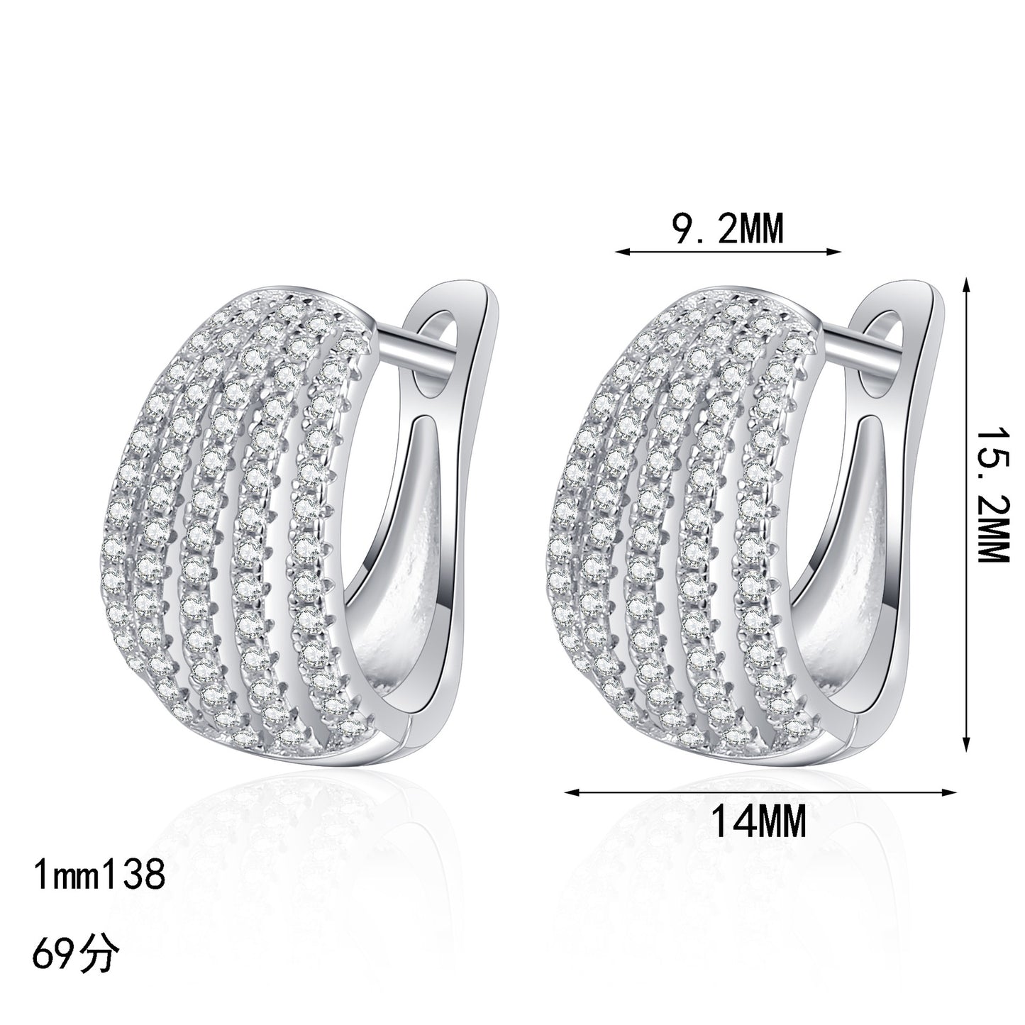 Moissanite Earrings Women's High-grade Full Diamond Earrings