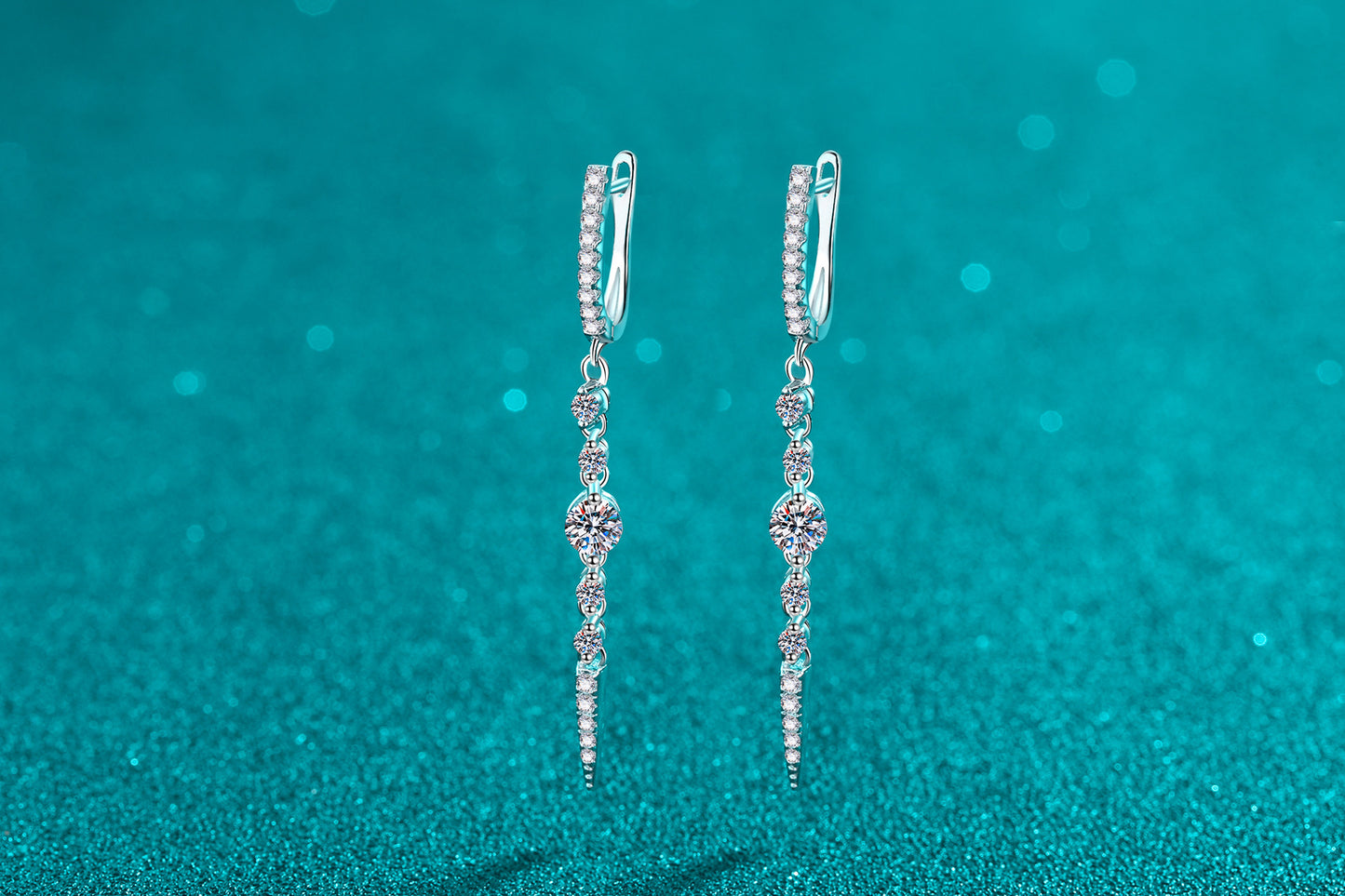 Moissanite Earrings Women's Long Full Diamond Water Drops Personalized Fashion Sweet Cool Style Earrings