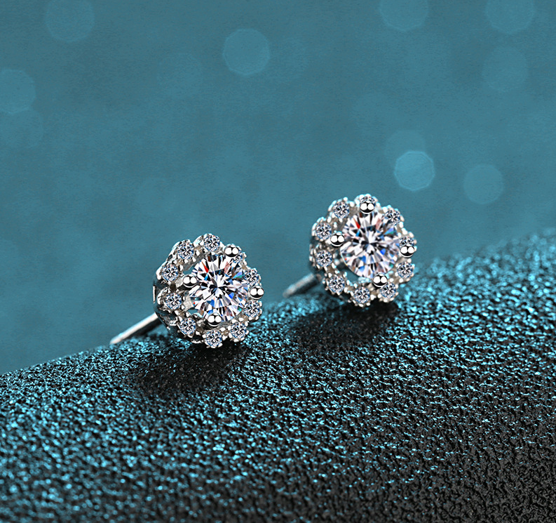 أقراط نسائية من حجر الموزانيت بأربعة مخالب وحقيبة دائرية