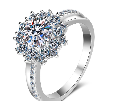 خاتم مويسانيت من الفضة الاسترلينية S925 للنساء