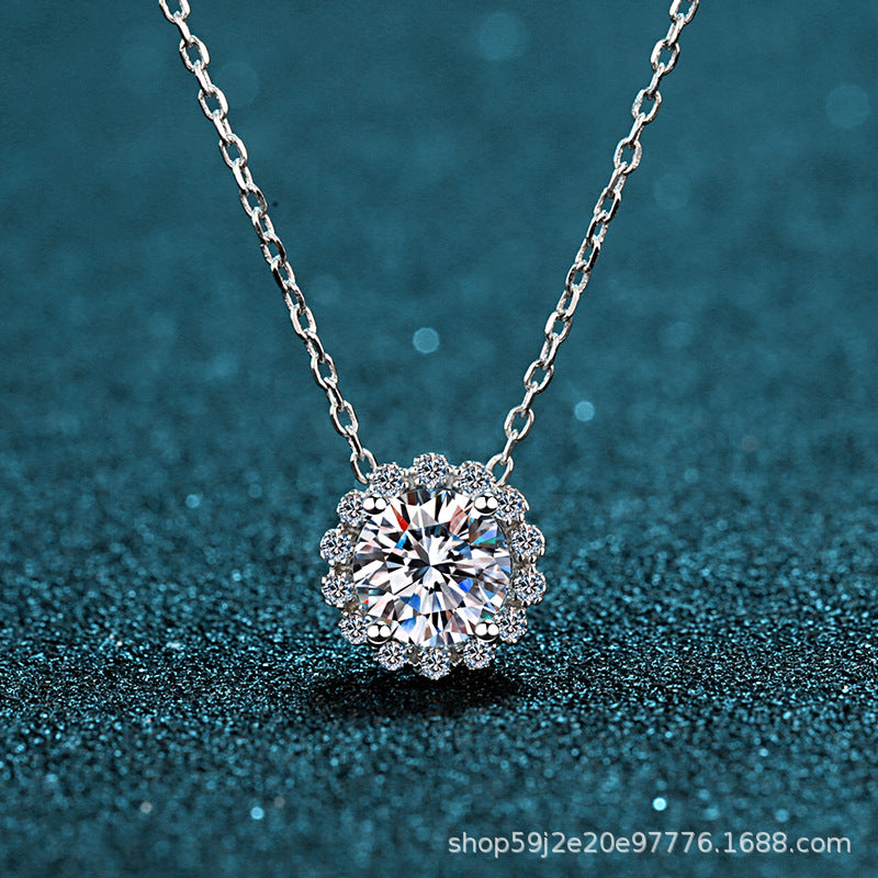 قلادة نسائية من حجر الموزانيت على شكل حقيبة دائرية على شكل نجمة وقمر وسلسلة ترقوة