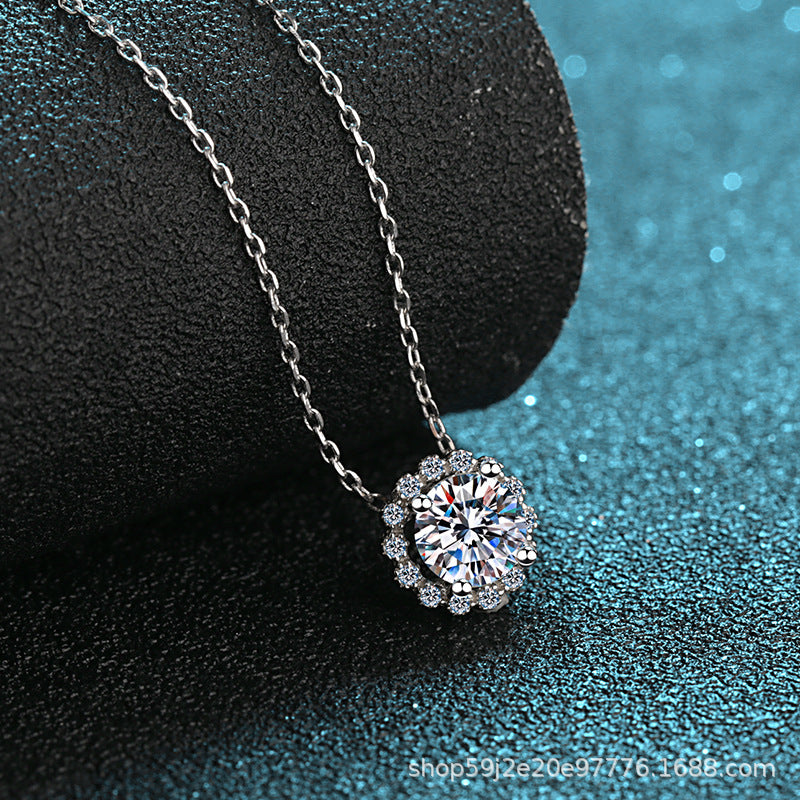 قلادة نسائية من حجر الموزانيت على شكل حقيبة دائرية على شكل نجمة وقمر وسلسلة ترقوة