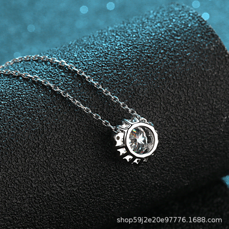 قلادة نسائية من حجر الموزانيت على شكل حقيبة دائرية على شكل نجمة وقمر وسلسلة ترقوة