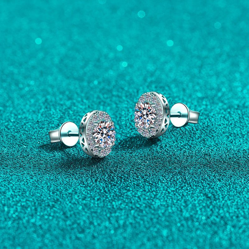 أقراط بيضاوية من حجر الموزانيت أقراط أنيقة وبسيطة