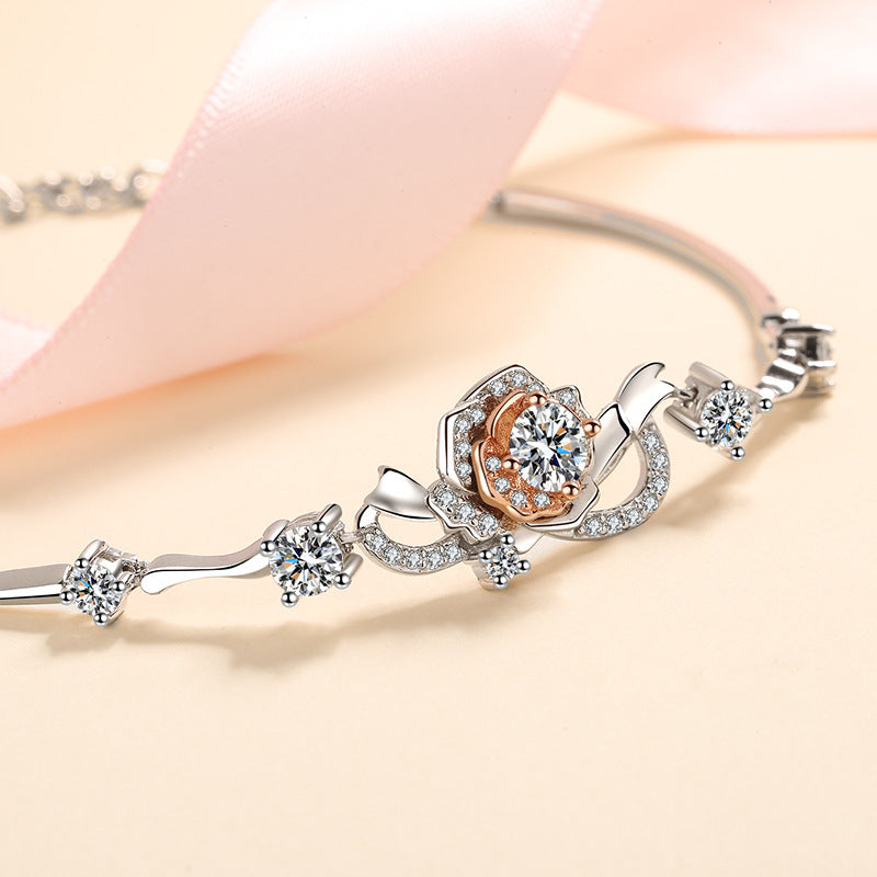 One Rose Bracelet Female Bracelet With Moissanite