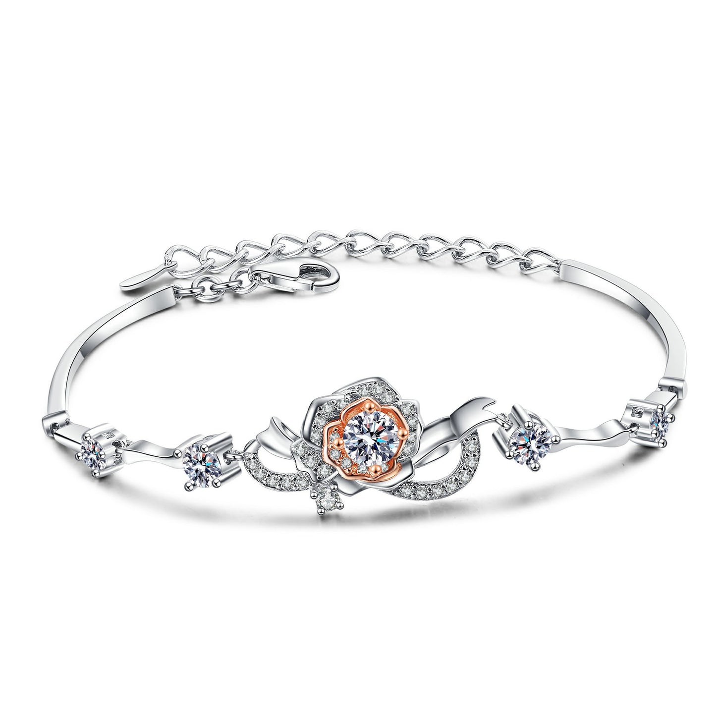 One Rose Bracelet Female Bracelet With Moissanite
