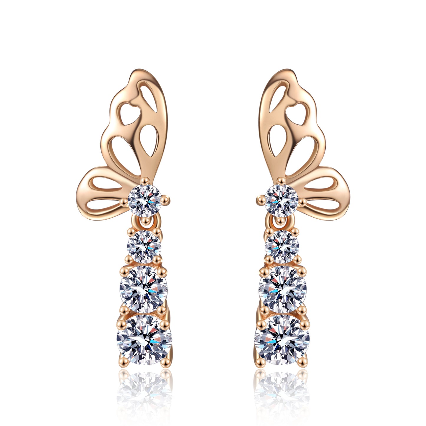 Moissanite Champagne Gold Earrings Women's Butterfly Earrings