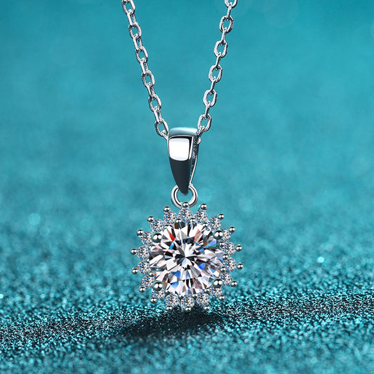 Necklace Female Sunflower Moissanite Necklace