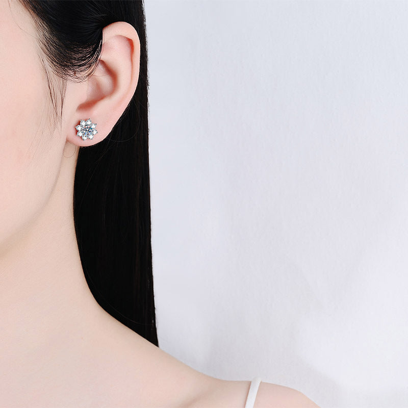 أقراط ندفة الثلج أقراط مويسانيت نسائية 