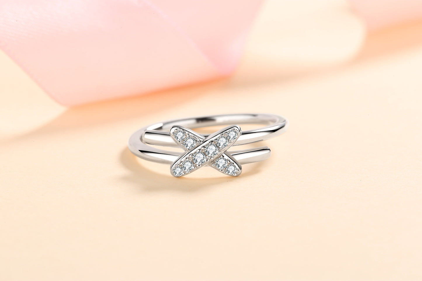 Ring Women's Moissanite Cross Row Ring