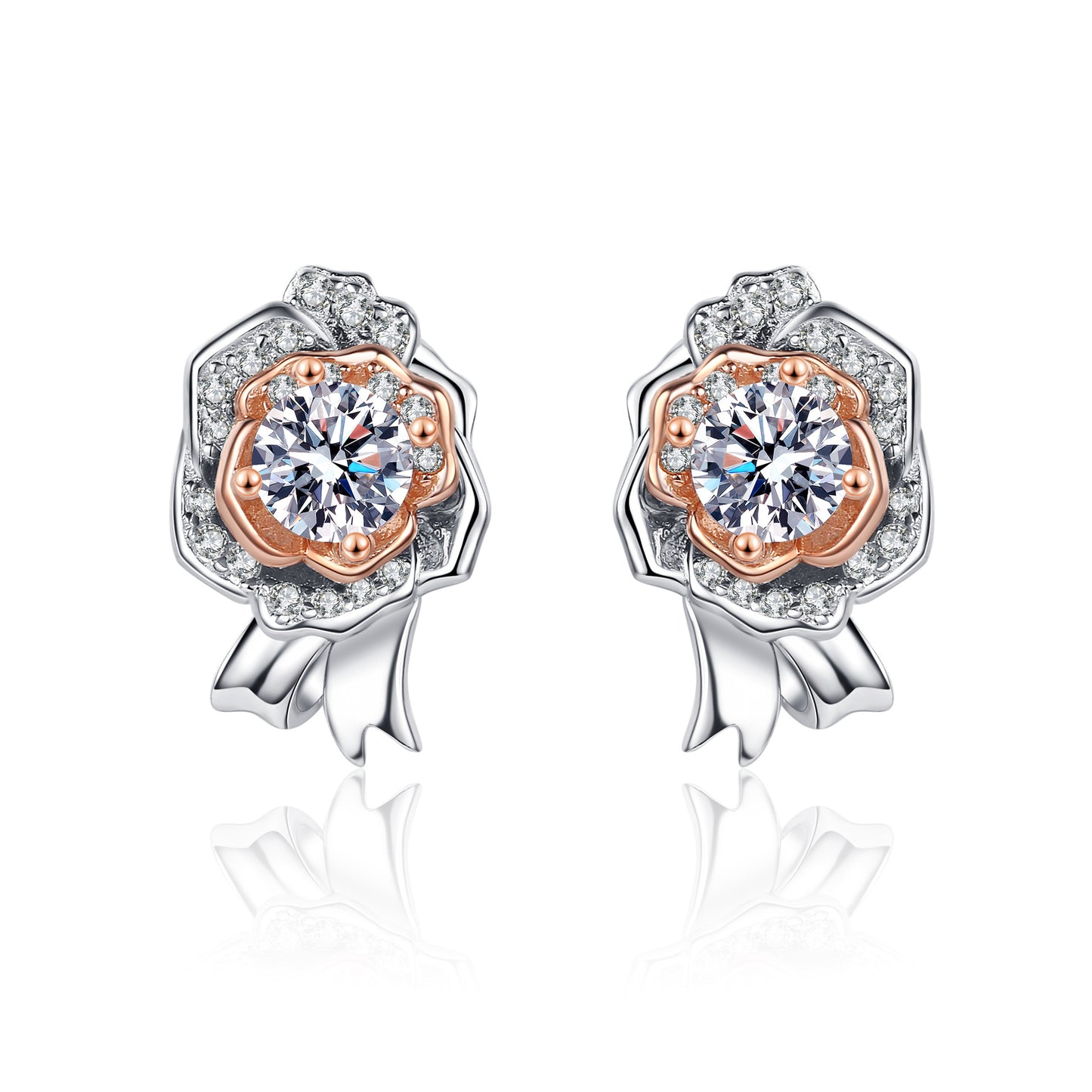 A Rose Earring S925 Silver Cold Wind Moissanite Ear Jewelry