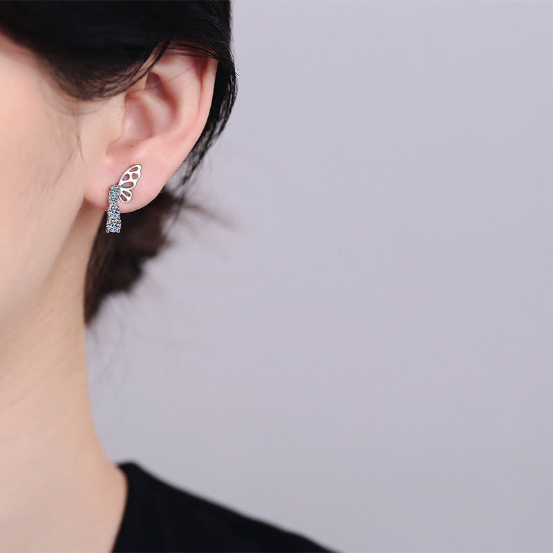 أقراط مويسانيتي نسائية على شكل فراشة أنيقة ومتطورة ذات إحساس رائع 