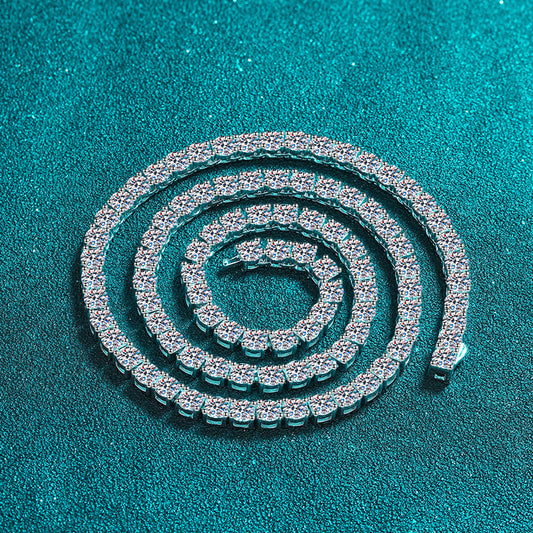 قلادة نسائية كاملة الحلقات من حجر الموزانيت مطلية بالذهب عيار 950 وسلسلة الترقوة