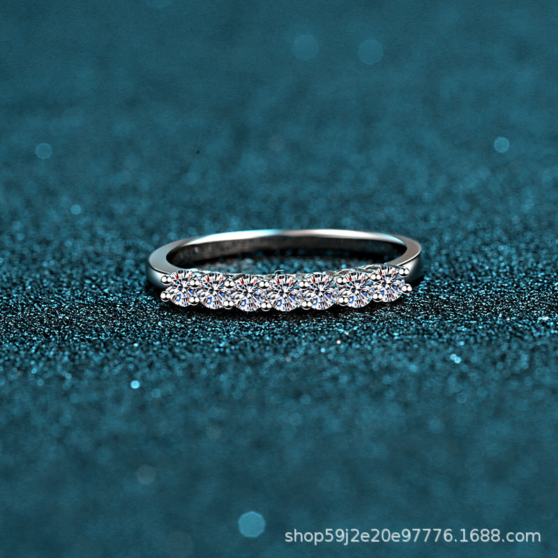 خاتم نسائي من Mosan Row خاتم من 70 نقطة من الماس الميسانيت خاتم ذيل الخاتم 