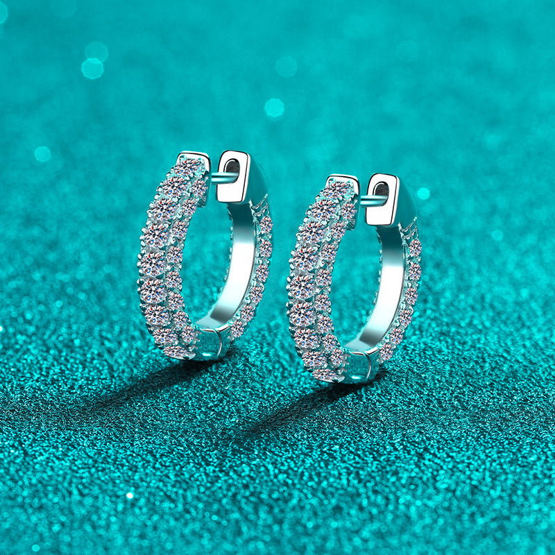 أقراط أذن صغيرة من الموزانيت مطلية بالذهب PT950 للنساء