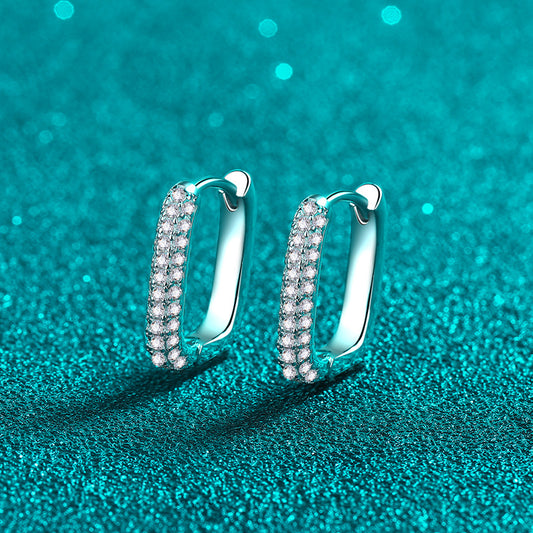 أقراط من الذهب المطلي بـ PT950 من حجر الموزانيت المزدوج المقاوم للرياح الباردة