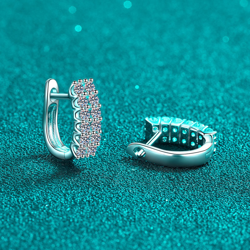 أقراط مويسانيتي مرصعة بماس راي مزدوج بسيط