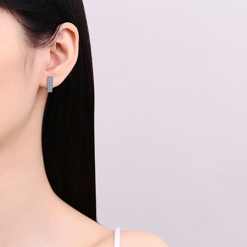 أقراط مويسانيتي مرصعة بماس راي مزدوج بسيط