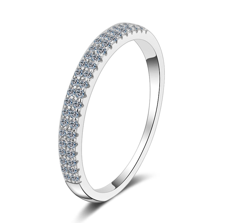 خاتم مطلي بالذهب PT950 مع 23 نقطة من حجر الموزانيت المزدوج الصفوف 