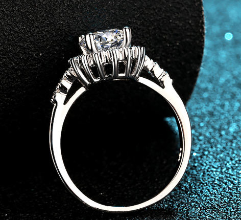 Ring Moissanite Round Bag Stars Holding Moon Four Claws Sterling